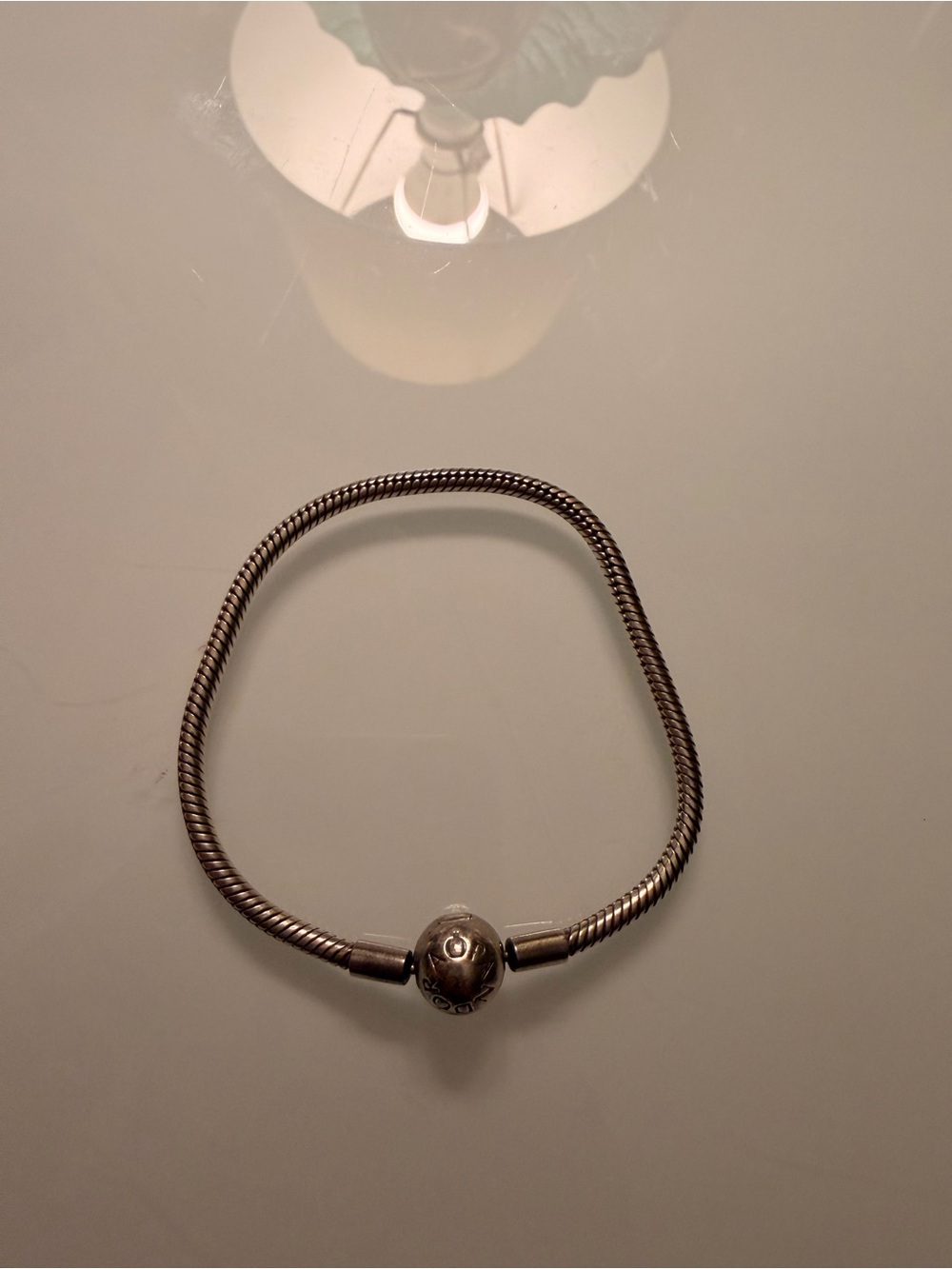 Pandora Silver Snake Chain Bracelet with Round Decorative Clasp